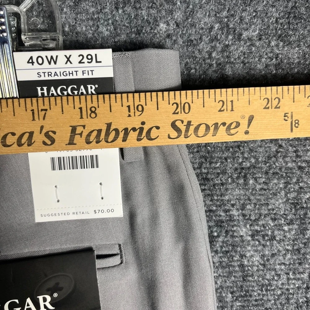 Haggar Premium Comfort Dress Pants Mens 40x29 Grey Straight Fit HD70652 NEW